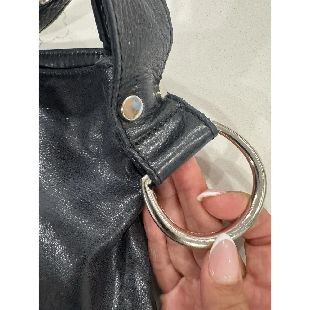Rock/Boho/CD Firenze /Made In Italy genuine Leather silver grommets Handbag